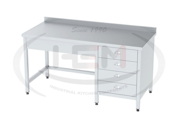 Masa Inox Cu Rebord Si 4 Sertare 120x60x85