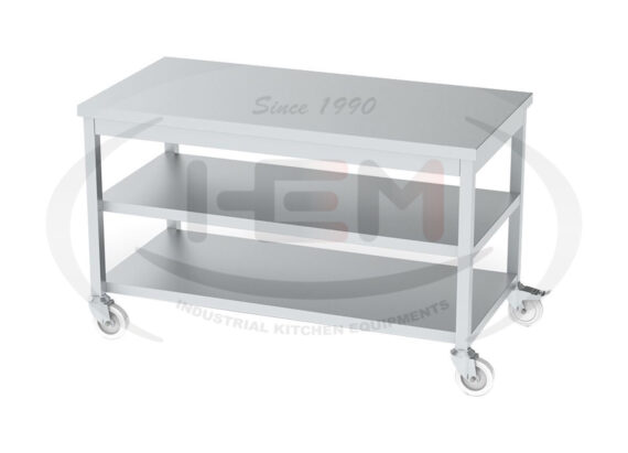 Masa Inox Mobila Cu 2 Polite Inferioare 160x60x85