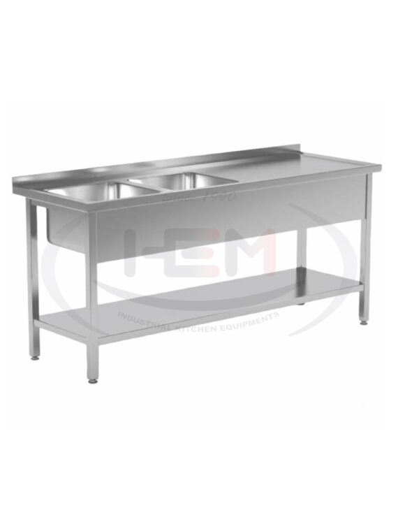 Spalator Inox 2 Cuve Si Picurator Dreapta, 140x60x85 Cm
