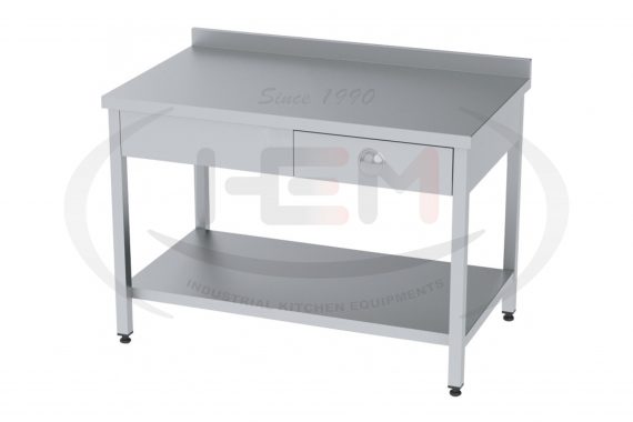 Masa Inox Cu 1 Sertar Si Polita Inferioara 140x60x85