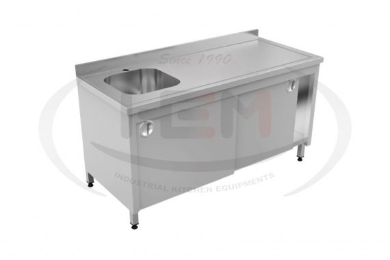 Spalator Inox Cu 1 Cuva Picurator Dreapta Si Dulap Inchis 190x60x85